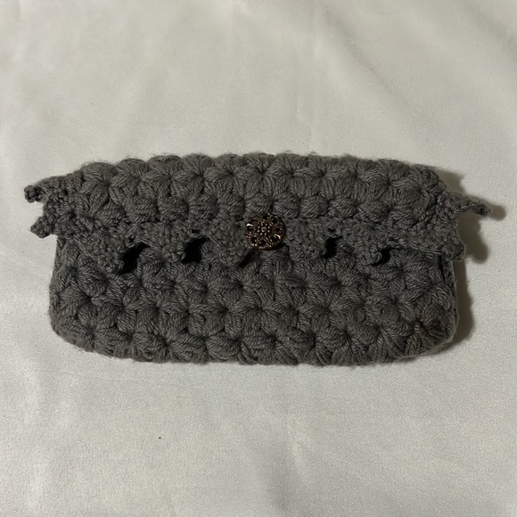 Handmade Gray Crochet Clutch - Picture 2 of 5